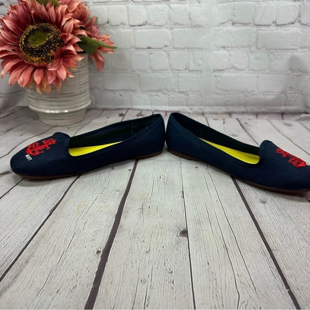 Ralph Lauren Blue and Red Flats with embroidered anchor sz 5 youth kids EU 37